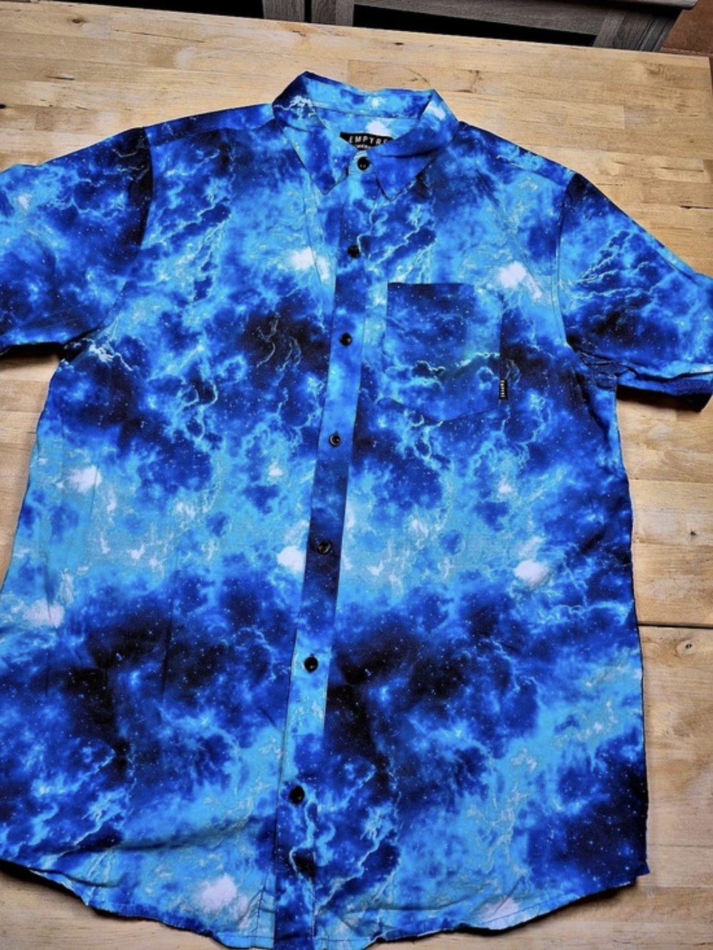 Empyre Abstract Blue Cotton Shirt Size Medium